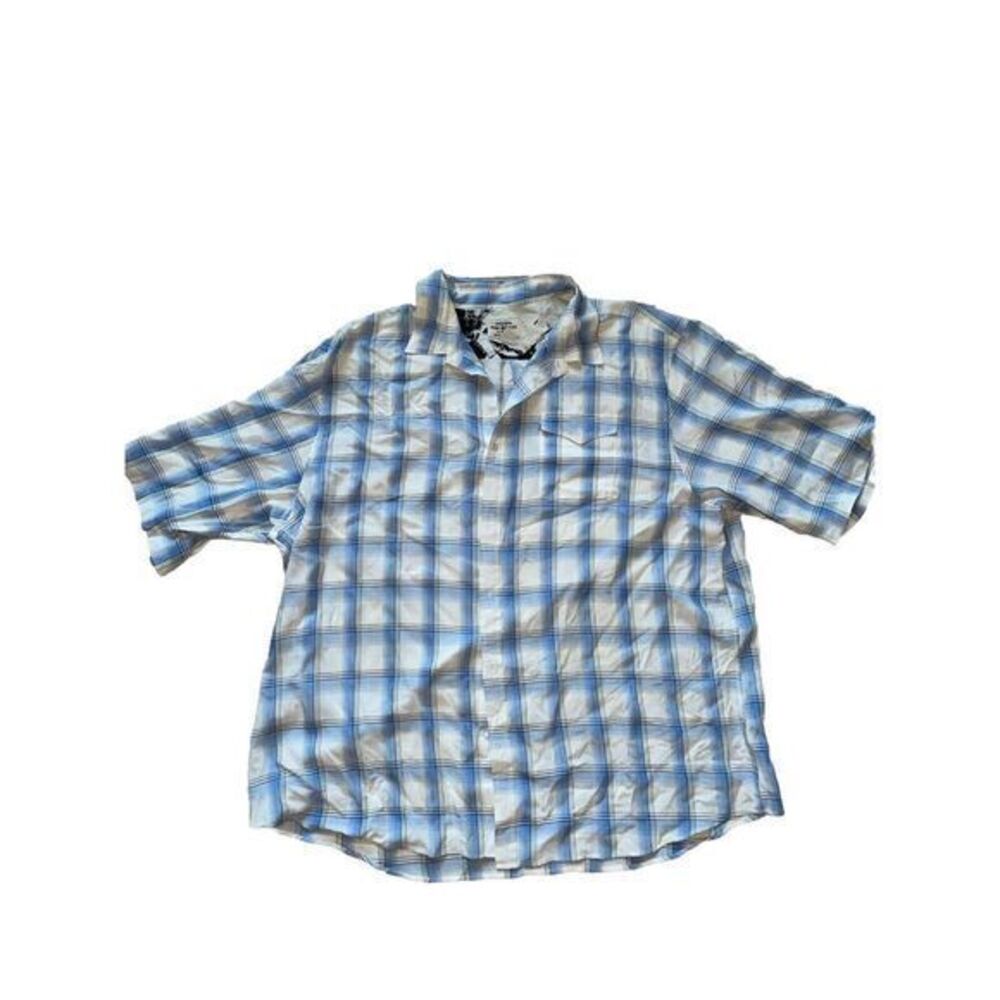 Ralph Lauren Polo Jeans Co Blue White Plaid 4XT Short Sleeve Shirt